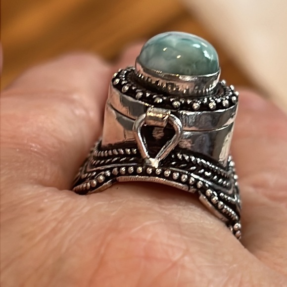#420 Larimar Handcrafted Poison ☠️ Ring 💍 Size 9 NWOT - Picture 4 of 15